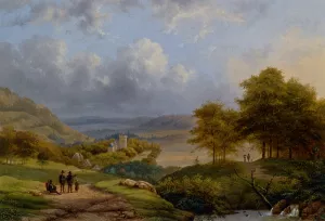 Figures in an Extensive Summer Landscape Near Cleves by Lodewijk Johannes Kleijn - Oil Painting Reproduction