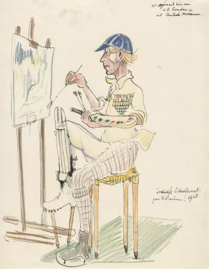 Karikaturaal zelfportret by Lodewijk Schelfhout Oil Painting