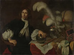 Posthumous Portrait of Aucke Stellingwerff, Admiral of Friesland, Killed in 1665 at Lowestoft by a Cannonball Oil painting by Lodewijk Van Der Helst