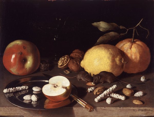 Still Life with Mice  by Lodewik Susi - Hand-Painted Oil Painting Reproduction