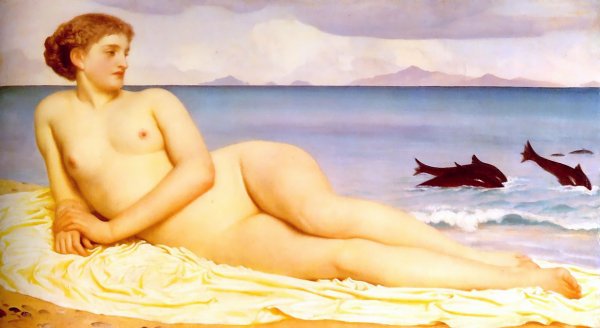 Actaea, the Nymph of the Shore by Lord Frederick Leighton - Hand-Painted Oil Painting Reproduction
