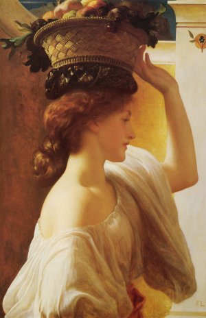 Eucharis - A Girl with a Basket of Fruit Oil painting by Lord Frederick Leighton