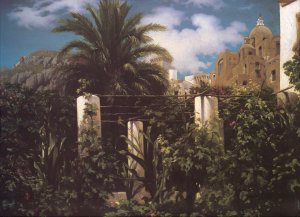 Garden of an Inn, Capri Oil painting by Lord Frederick Leighton
