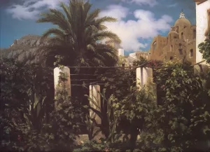 Garden of an Inn, Capri by Lord Frederick Leighton Oil Painting