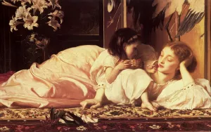 Mother and Child by Lord Frederick Leighton - Oil Painting Reproduction