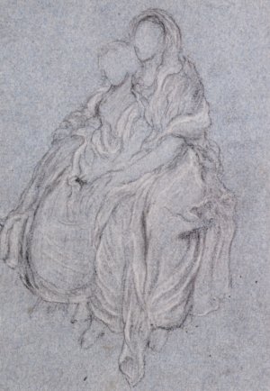 Study of Seated Girls Watching the Festive Procession Oil painting by Lord Frederick Leighton