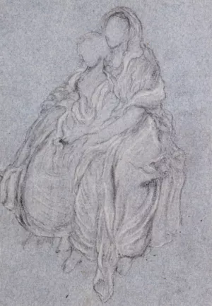 Study of Seated Girls Watching the Festive Procession by Lord Frederick Leighton Oil Painting