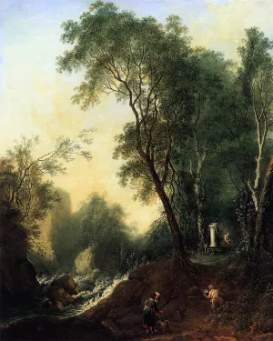 Landscape with Gessner's Tomb by Lorenz Adolf Schoenberger Oil Painting