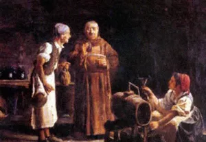 El Fraile y el Bodeguero by Lorenzo Casanova - Oil Painting Reproduction