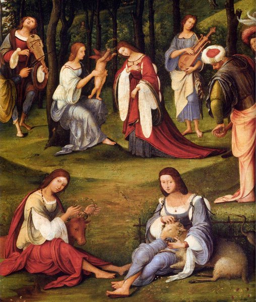 Court of Isabella d'Este (detail) by Lorenzo Costa - Hand-Painted Oil Painting Reproduction