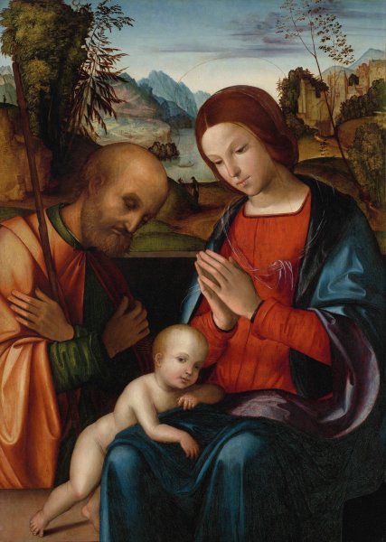 The Holy Family by Lorenzo Costa - Hand-Painted Oil Painting Reproduction