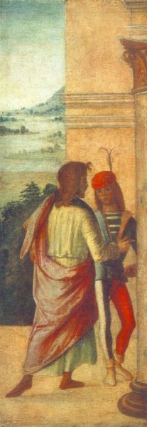 Two Young Man at a Column Detail