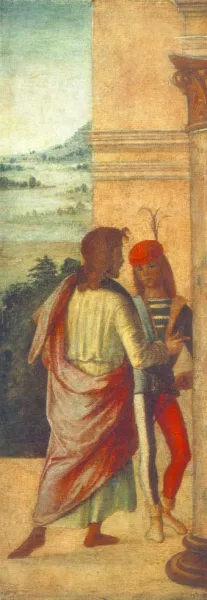 Two Young Man at a Column Detail by Lorenzo Costa Oil Painting