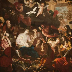 Adoration of the Shepherds by Lorenzo De' Ferrari Oil Painting