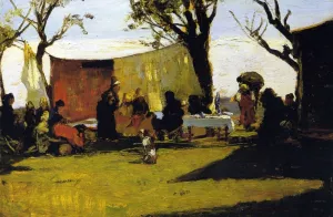 Panni al Sole by Lorenzo Delleani Oil Painting