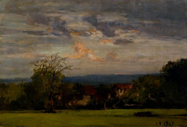 September Landscape by Lorenzo Delleani - Hand-Painted Oil Painting Reproduction