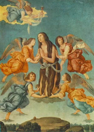 An Angel Brings the Holy Communion to Mary Magdalene by Lorenzo Di Credi - Oil Painting Reproduction