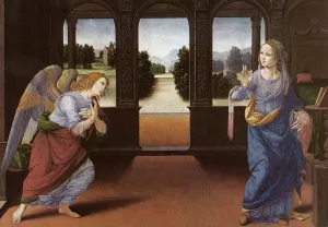 Annunciation Detail #1 Oil painting by Lorenzo Di Credi