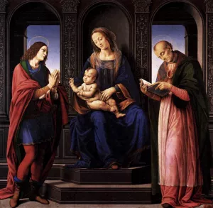 The Virgin and Child with St Julian and St Nicholas of Myra Oil painting by Lorenzo Di Credi