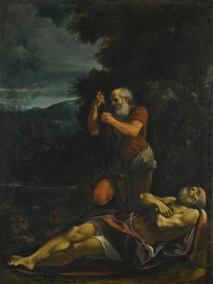 Saint Anthony Abbot Burying Saint Paul The Hermit by Lorenzo Garbieri Oil Painting