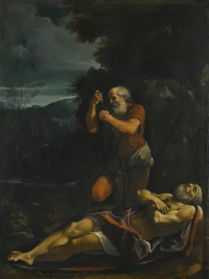 Saint Anthony Abbot Burying Saint Paul The Hermit by Lorenzo Garbieri Oil Painting