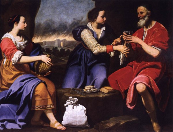 Lot and His Daughters by Lorenzo Lippi - Hand-Painted Oil Painting Reproduction