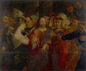 Christ And The Adulteress by Lorenzo Lotto Oil Painting