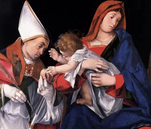 Madonna and Child with St Ignatius of Antioch and St Onophrius by Lorenzo Lotto - Oil Painting Reproduction