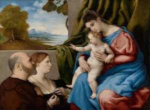 Madonna and Child with Two Donors by Lorenzo Lotto Oil Painting