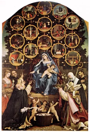Madonna of the Rosary by Lorenzo Lotto - Oil Painting Reproduction