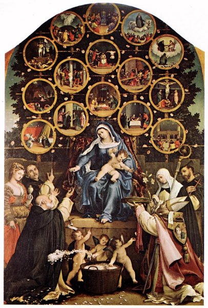 Madonna of the Rosary by Lorenzo Lotto - Hand-Painted Oil Painting Reproduction