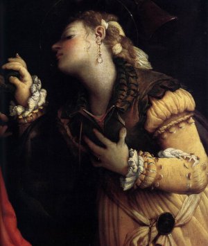 Mystic Marriage of St Catherine Detail Oil painting by Lorenzo Lotto