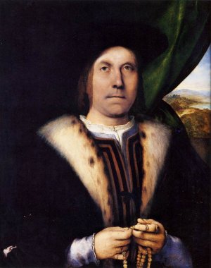 Portrait of a Gentleman with a Rosary Oil painting by Lorenzo Lotto