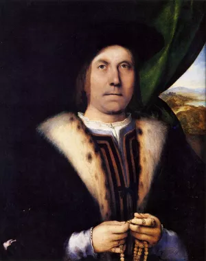 Portrait of a Gentleman with a Rosary by Lorenzo Lotto Oil Painting