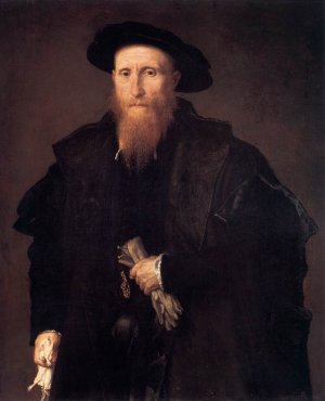 Portrait of a Gentleman with Gloves Oil painting by Lorenzo Lotto