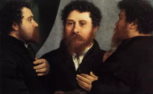Portrait of a Goldsmith in Three Positions Oil painting by Lorenzo Lotto