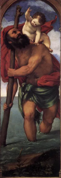 St Christopher Oil painting by Lorenzo Lotto