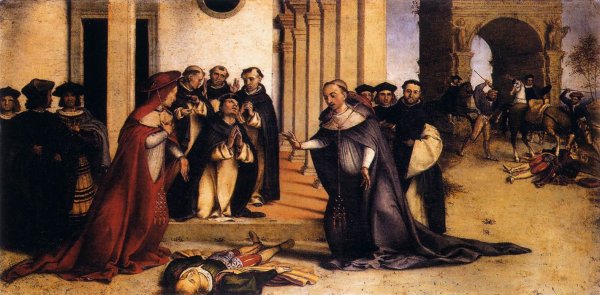 St Dominic Raises Napoleone Orsini by Lorenzo Lotto - Hand-Painted Oil Painting Reproduction