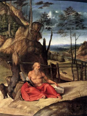 St Jerome in the Wilderness by Lorenzo Lotto - Oil Painting Reproduction