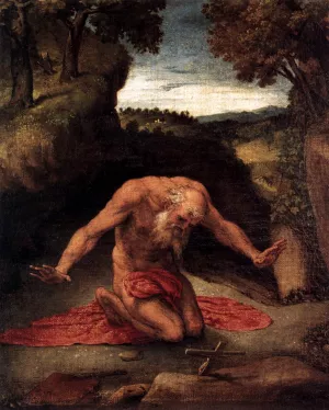 St Jerome by Lorenzo Lotto - Oil Painting Reproduction