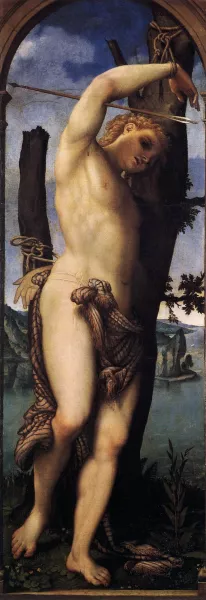 St Sebastian by Lorenzo Lotto Oil Painting