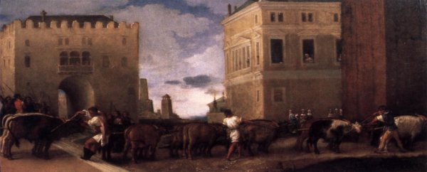Main Product Photo of Teams of Oxen Painting by Lorenzo Lotto