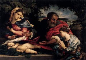 The Holy Family with St Catherine of Alexandria Oil painting by Lorenzo Lotto