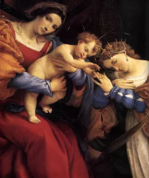 The Mystic Marriage of St Catherine Detail by Lorenzo Lotto - Oil Painting Reproduction