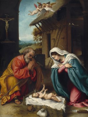 The Nativity by Lorenzo Lotto Oil Painting