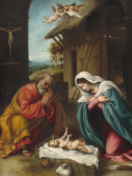 Main Product Photo of The Nativity  Painting by Lorenzo Lotto