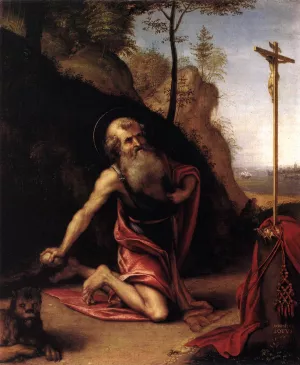 The Penitent St Jerome by Lorenzo Lotto Oil Painting