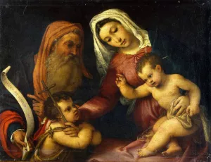 The Virgin and Child with Saints Zacharias and John the Baptist by Lorenzo Lotto Oil Painting
