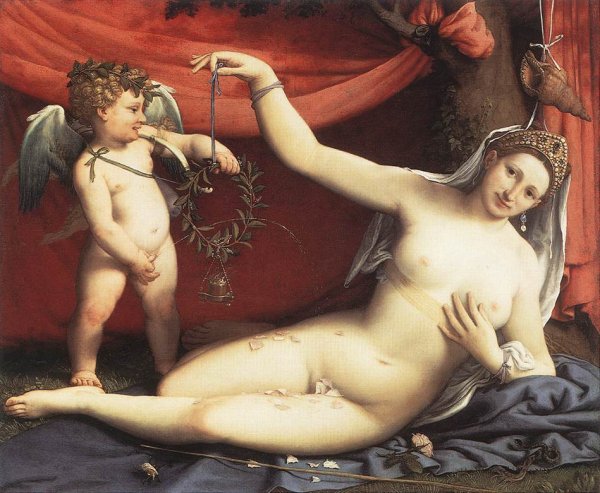 Main Product Photo of Venus and Cupid Painting by Lorenzo Lotto