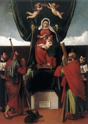 Virgin and Child with Saints by Lorenzo Lotto - Oil Painting Reproduction